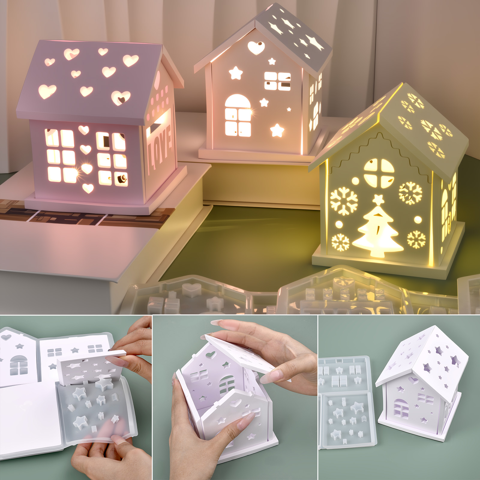 Candle Making Ideas - Casa 3d molde de silicone diy