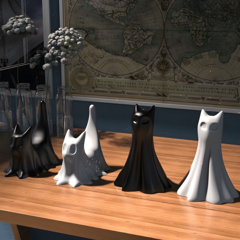 Gato fantasma halloween deskto - Candle Making Ideas avaliação e preço
